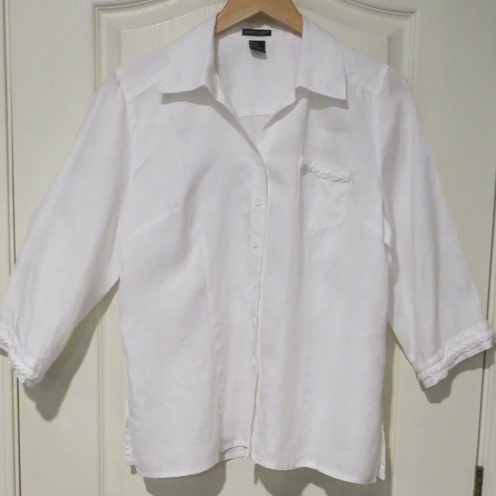 NWOT 100% White Linen Blouse Sz XL